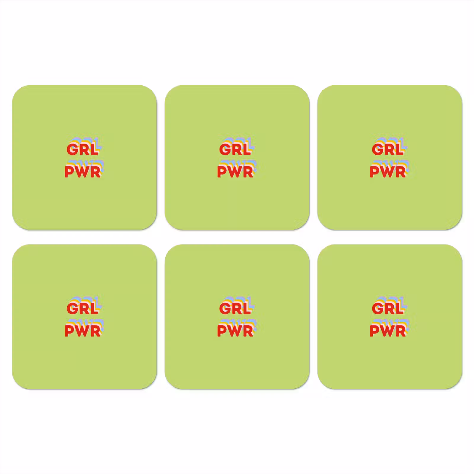Onderzetter - Grl pwr - Groen - Rood - 3D — 1