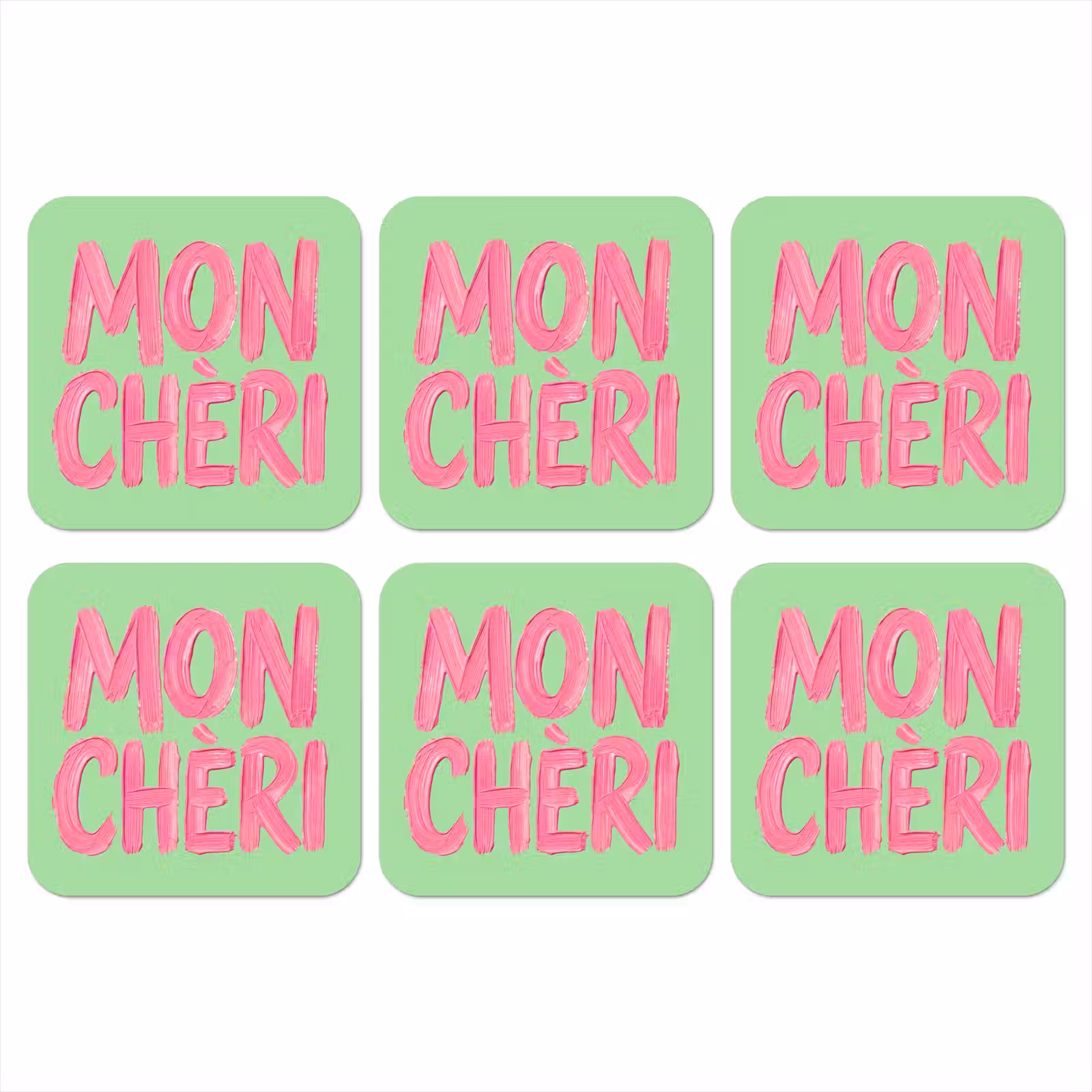 Onderzetter - Mon cheri - Groen - Roze — 1