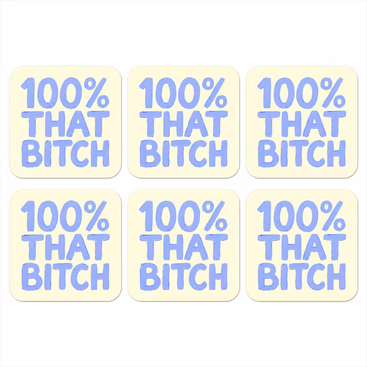 Onderzetter - 100% that bitch - Blauw - Wit — 1