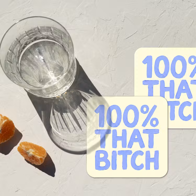 Onderzetter - 100% that bitch - Blauw - Wit — 3
