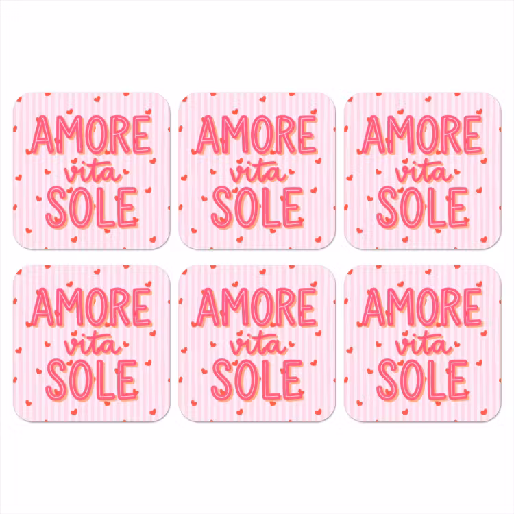 Onderzetter - Amore vita sole - Roze - Hartjes — 1