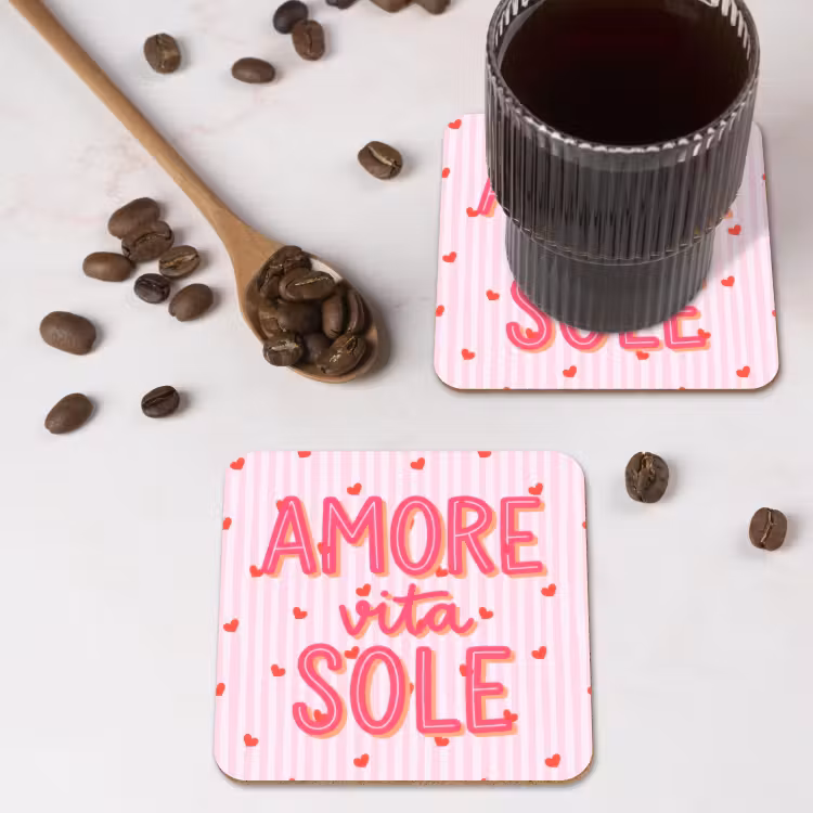 Onderzetter - Amore vita sole - Roze - Hartjes — 4