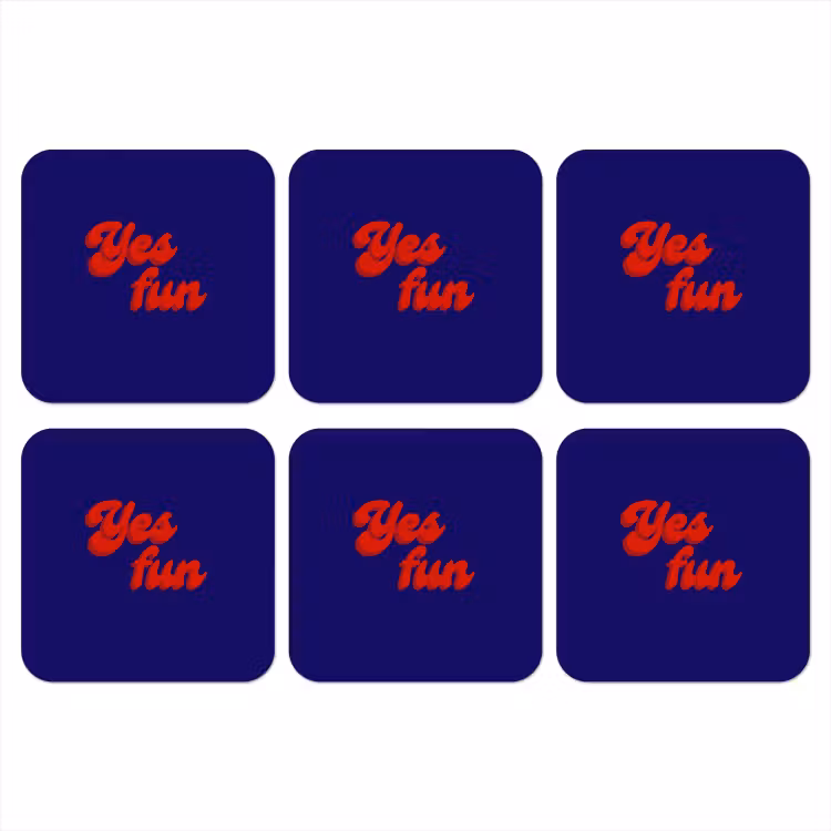 Onderzetter - Blauw - Rood - Yes fun - 3D — 1