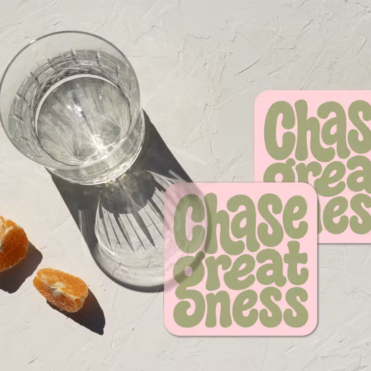 Onderzetter - Chase greatness - Groen - Roze - Retro — 3