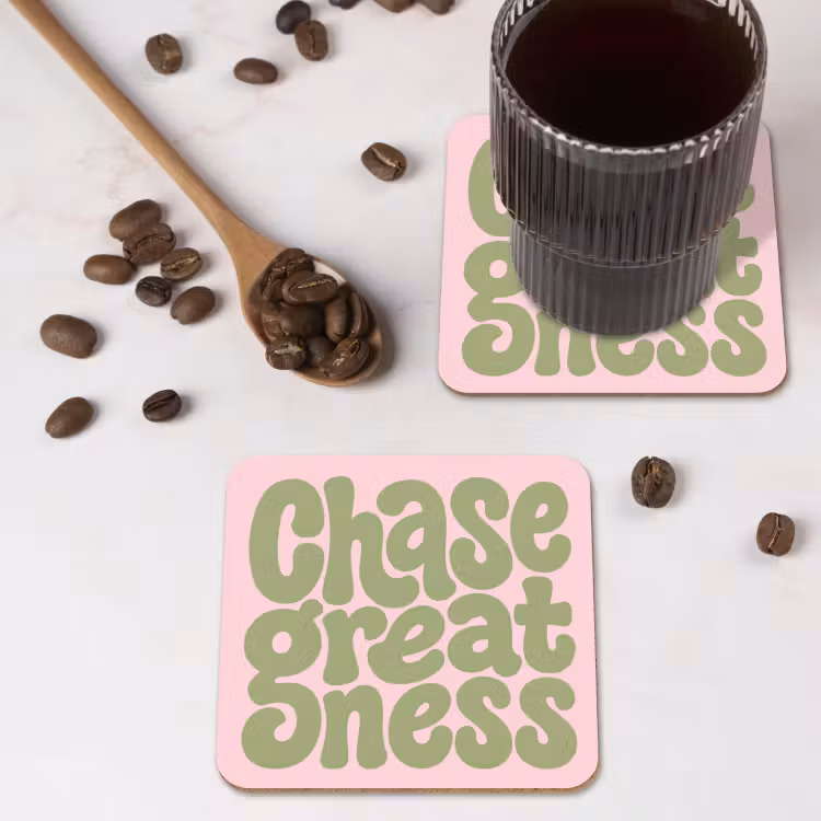 Onderzetter - Chase greatness - Groen - Roze - Retro — 4