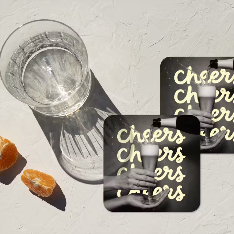 Onderzetter - Cheers - Wijn - Zwart - Wit — 3
