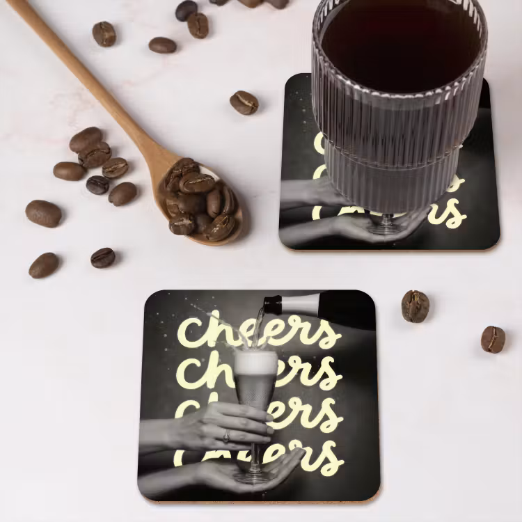 Onderzetter - Cheers - Wijn - Zwart - Wit — 4