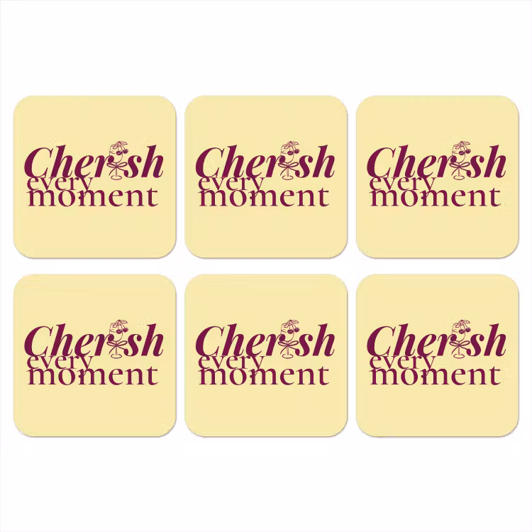 Onderzetter - Cherish every moment - Cocktailglas - Geel — 1