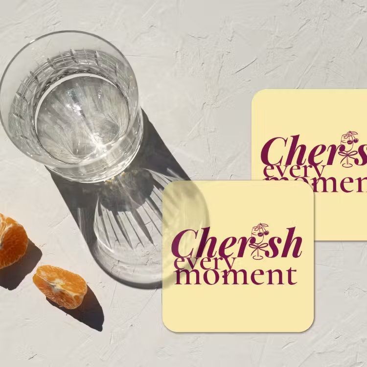 Onderzetter - Cherish every moment - Cocktailglas - Geel — 3