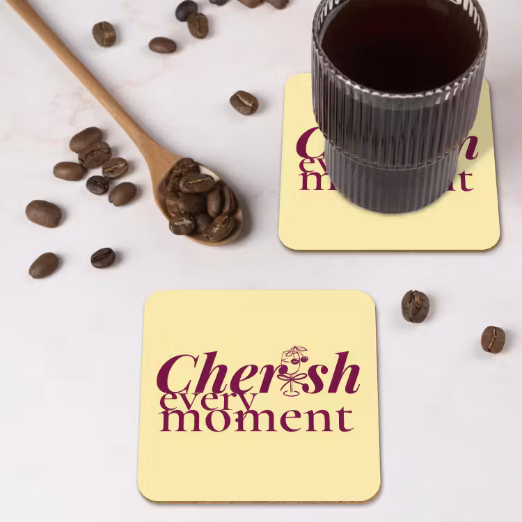 Onderzetter - Cherish every moment - Cocktailglas - Geel — 4