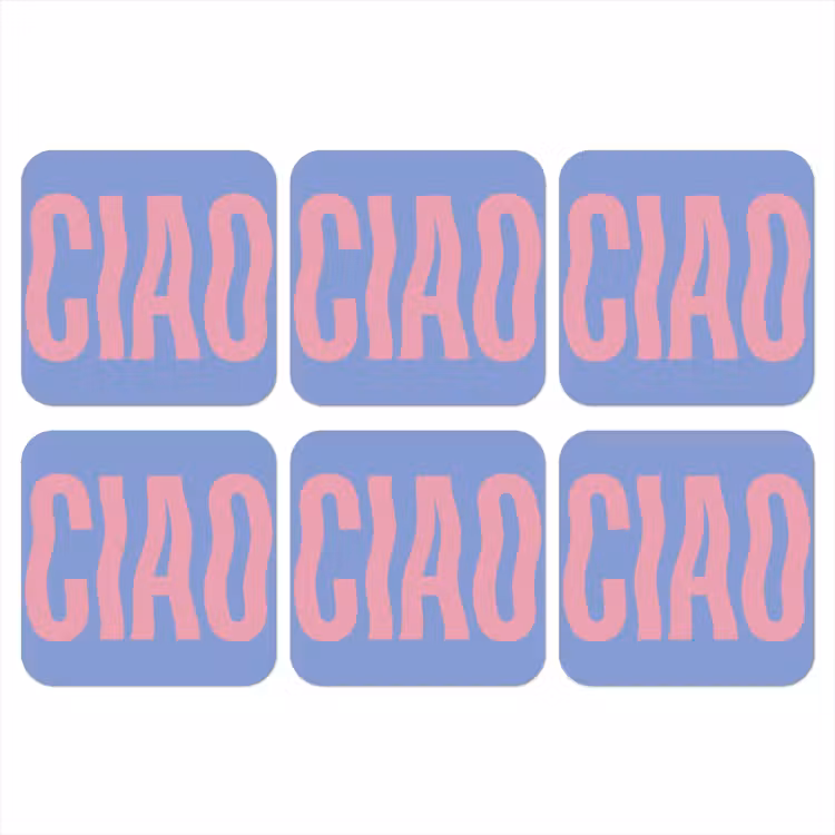 Onderzetter - Ciao - Roze - Blauw - Golvend — 1