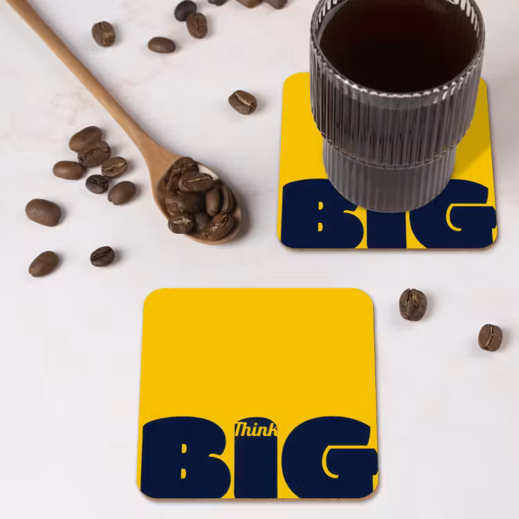 Onderzetter - Geel - Think big - Grafisch — 4