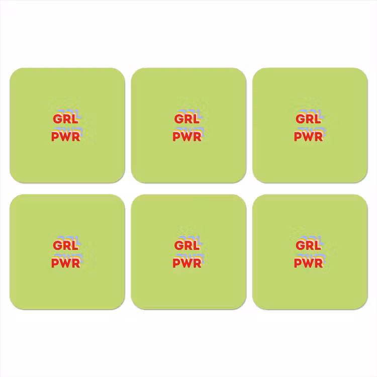 Onderzetter - Grl pwr - Groen - Rood - 3D — 1