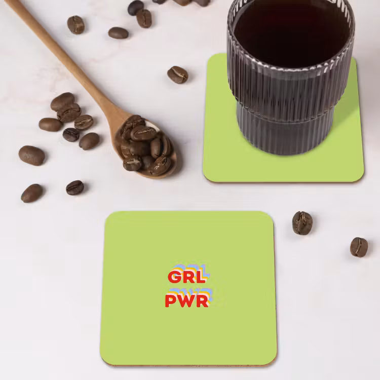 Onderzetter - Grl pwr - Groen - Rood - 3D — 4