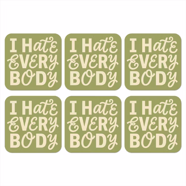 Onderzetter - I hate everybody - Groen - Retro — 1