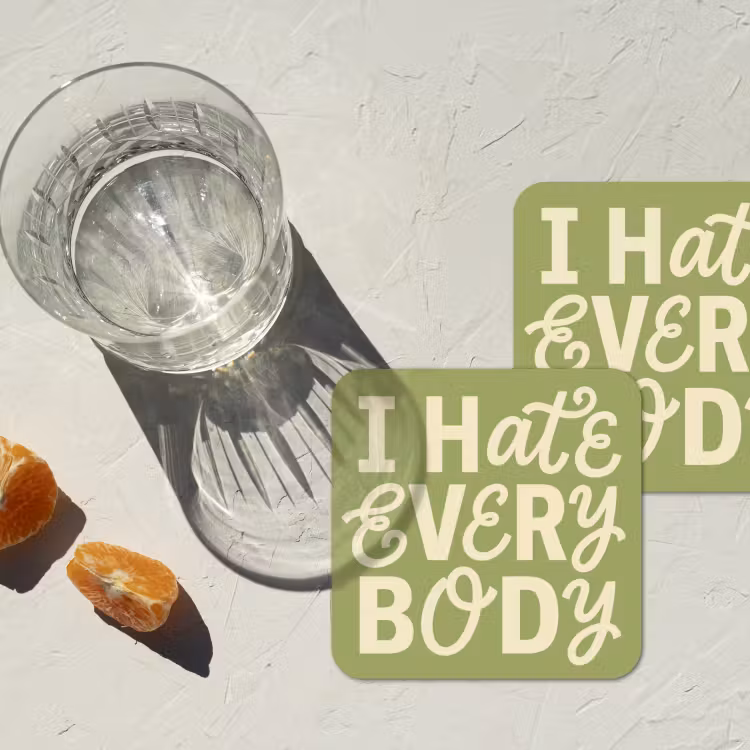 Onderzetter - I hate everybody - Groen - Retro — 3