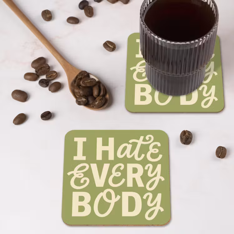 Onderzetter - I hate everybody - Groen - Retro — 4