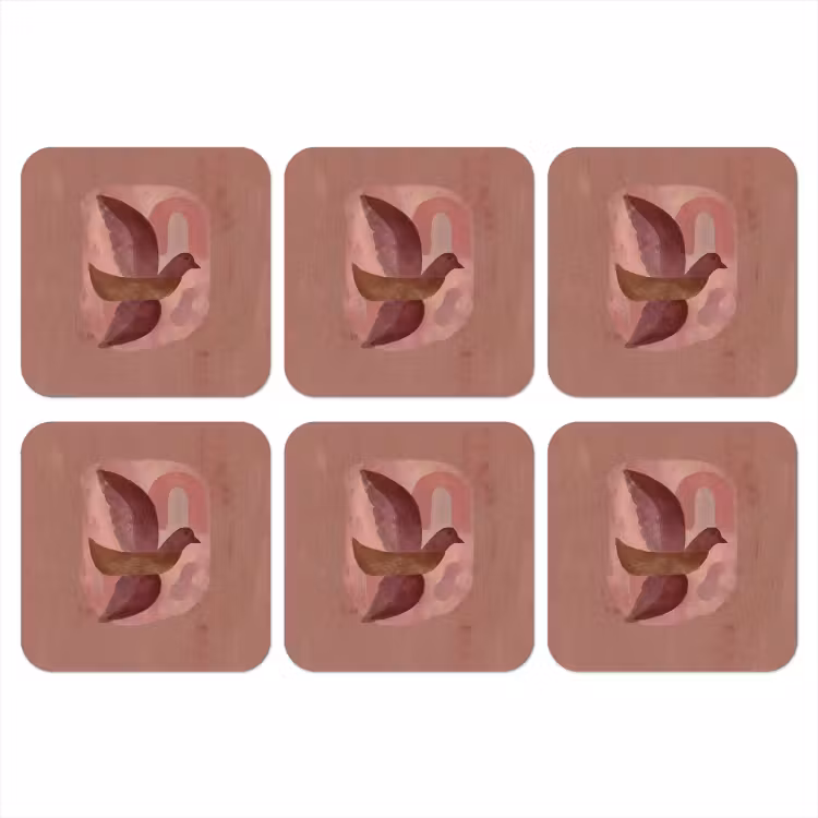 Onderzetter - Illustratie - Vogels - Abstract - Roze — 1