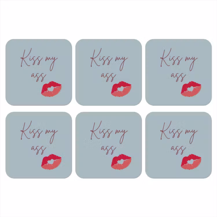 Onderzetter - Kiss my ass - Lip - Blauw — 1