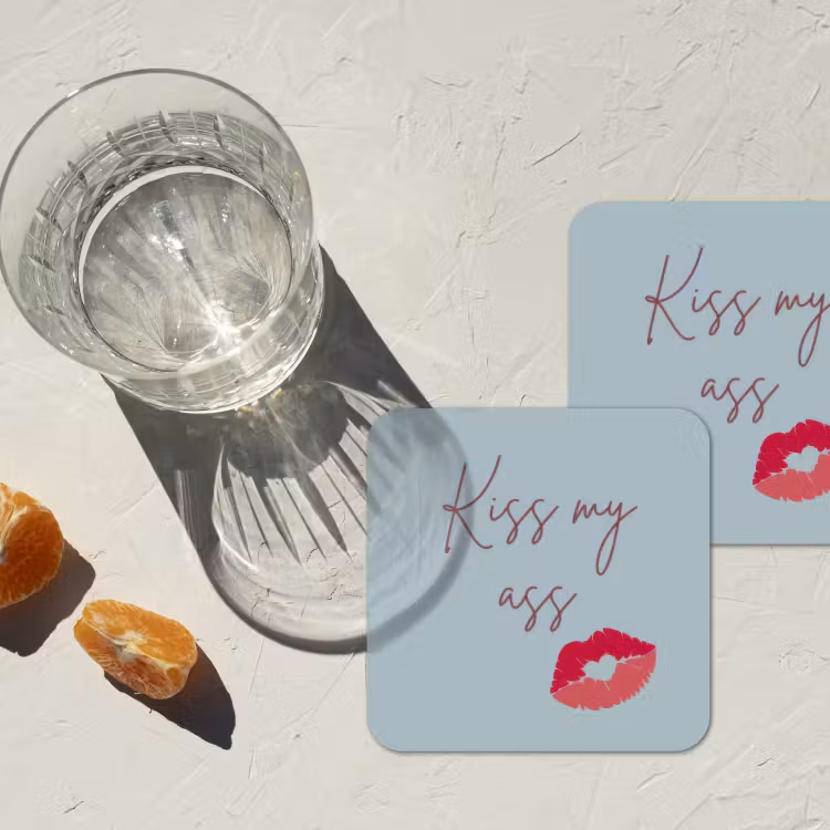 Onderzetter - Kiss my ass - Lip - Blauw — 3