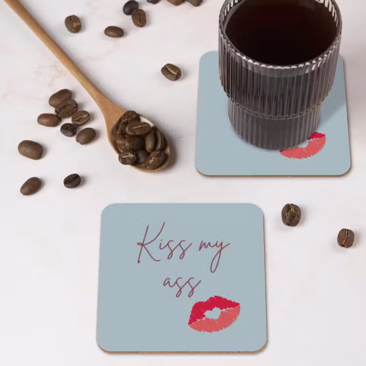Onderzetter - Kiss my ass - Lip - Blauw — 4
