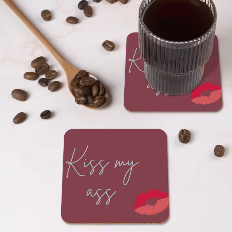 Onderzetter - Kiss my ass - Lip - Bordeaux — 4