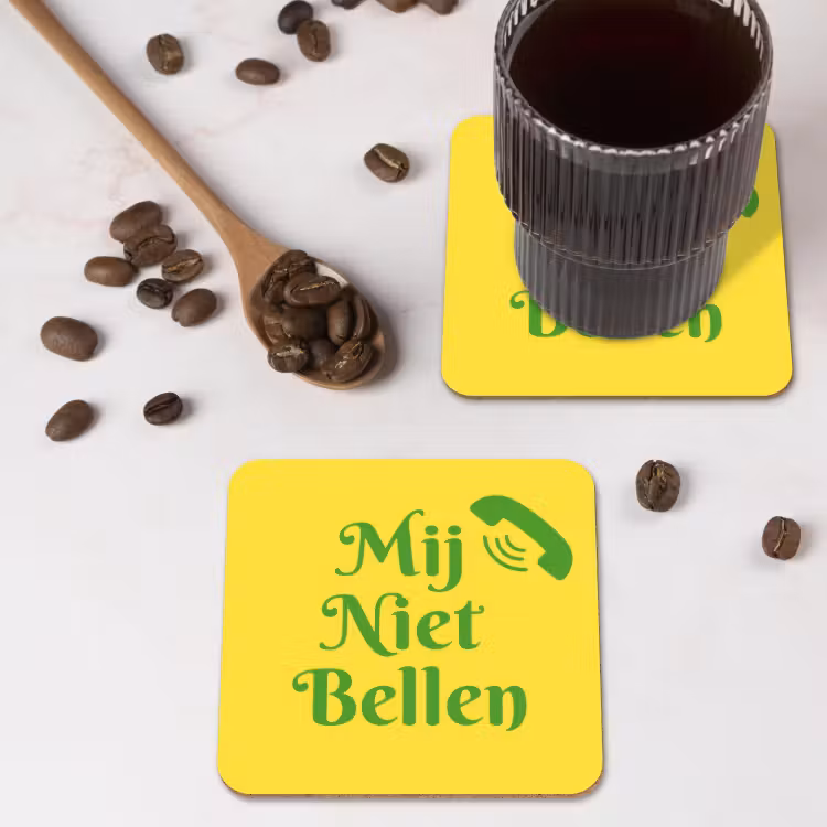 Onderzetter - Mij niet bellen - Telefoon - Geel — 4