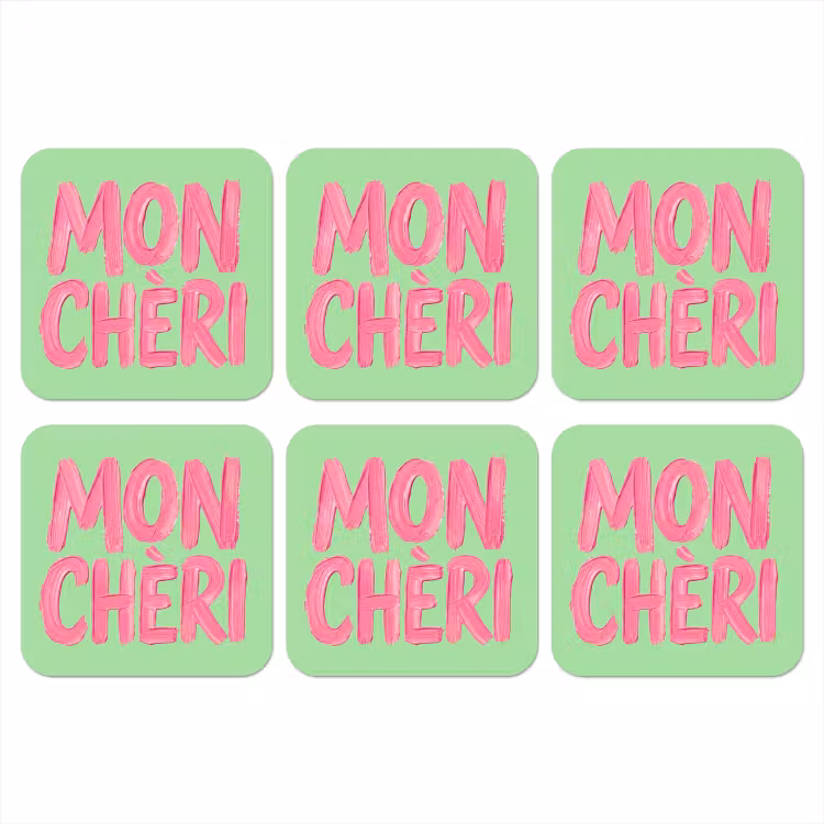Onderzetter - Mon cheri - Groen - Roze — 1