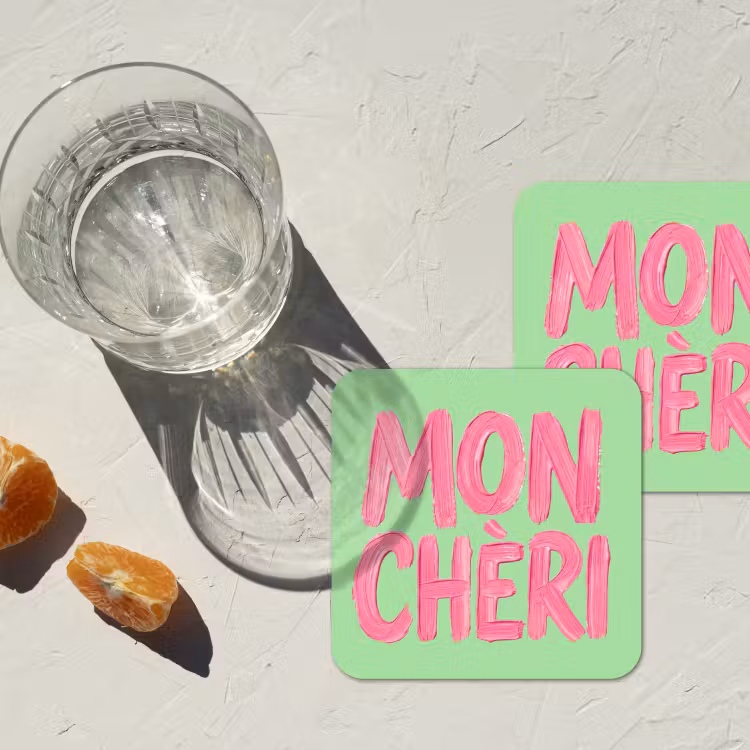 Onderzetter - Mon cheri - Groen - Roze — 3