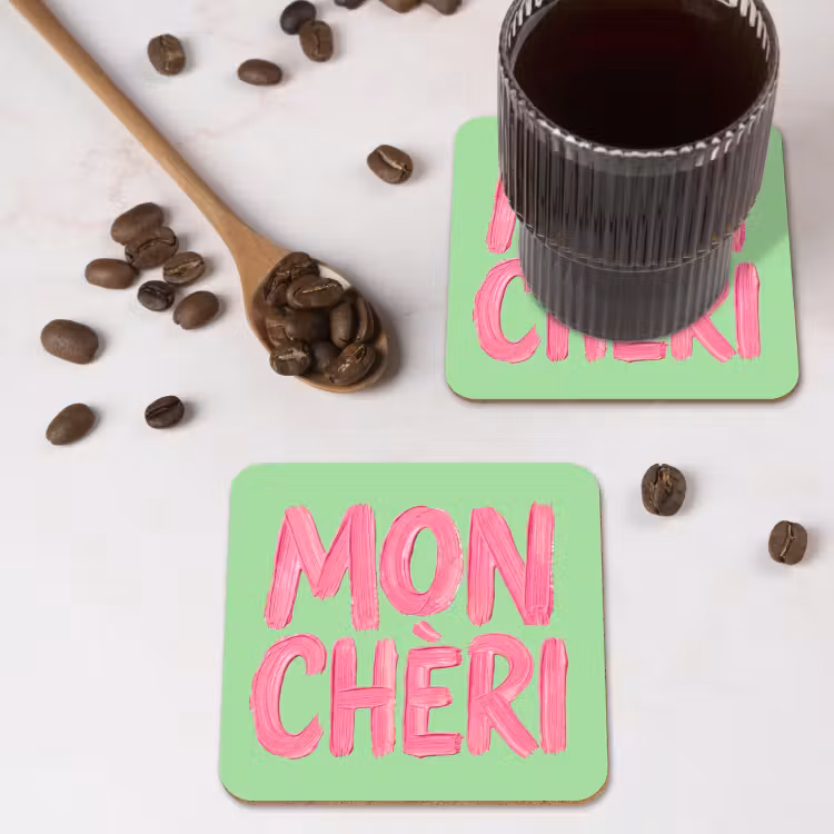 Onderzetter - Mon cheri - Groen - Roze — 4