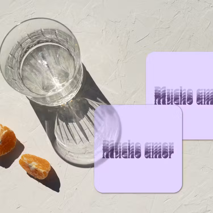 Onderzetter - Mucho amor - Paars - Gelaagde letters — 3