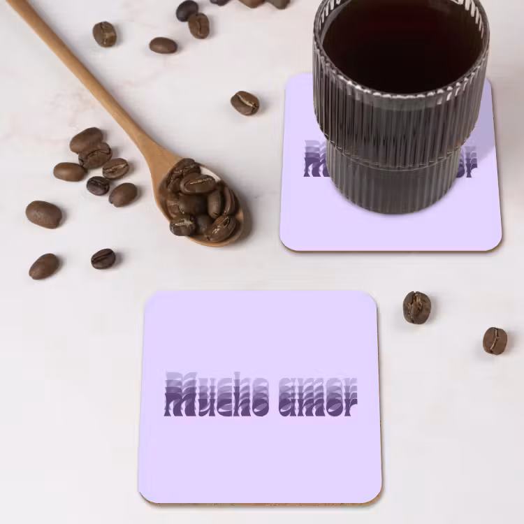 Onderzetter - Mucho amor - Paars - Gelaagde letters — 4