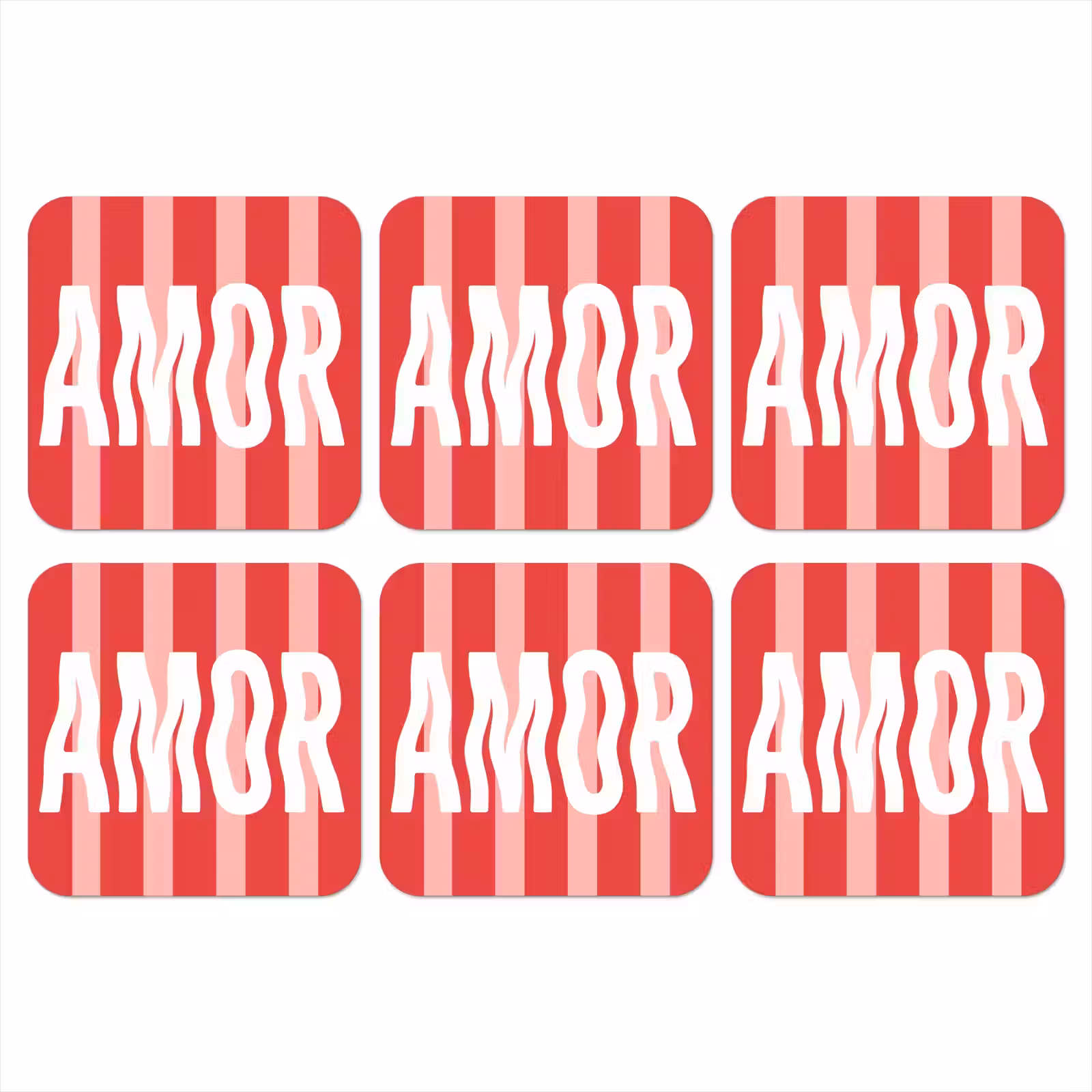 Onderzetter - Amor - Strepen - Rood - Roze — 1