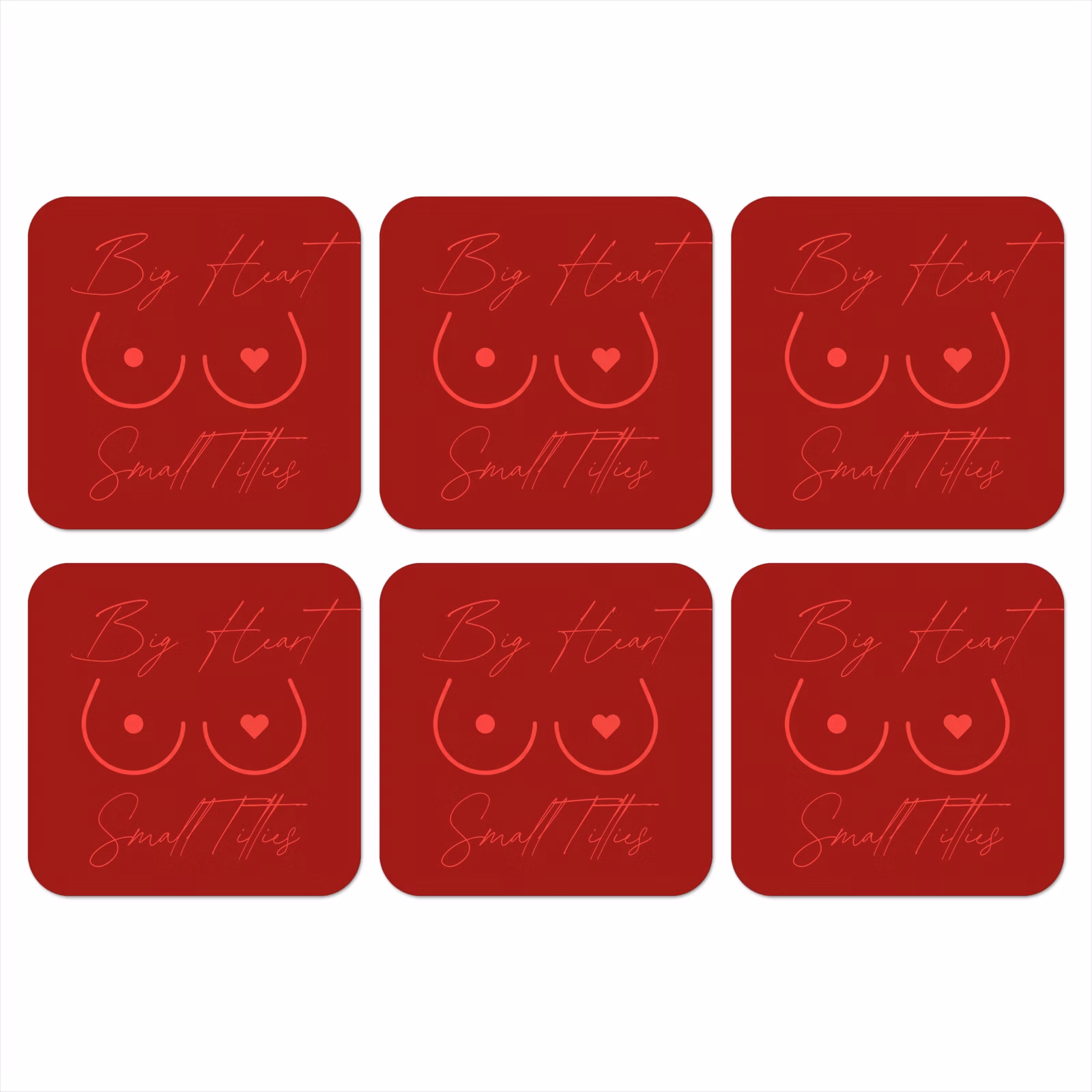 Onderzetter - big heart small titties - Hart - Rood — 1