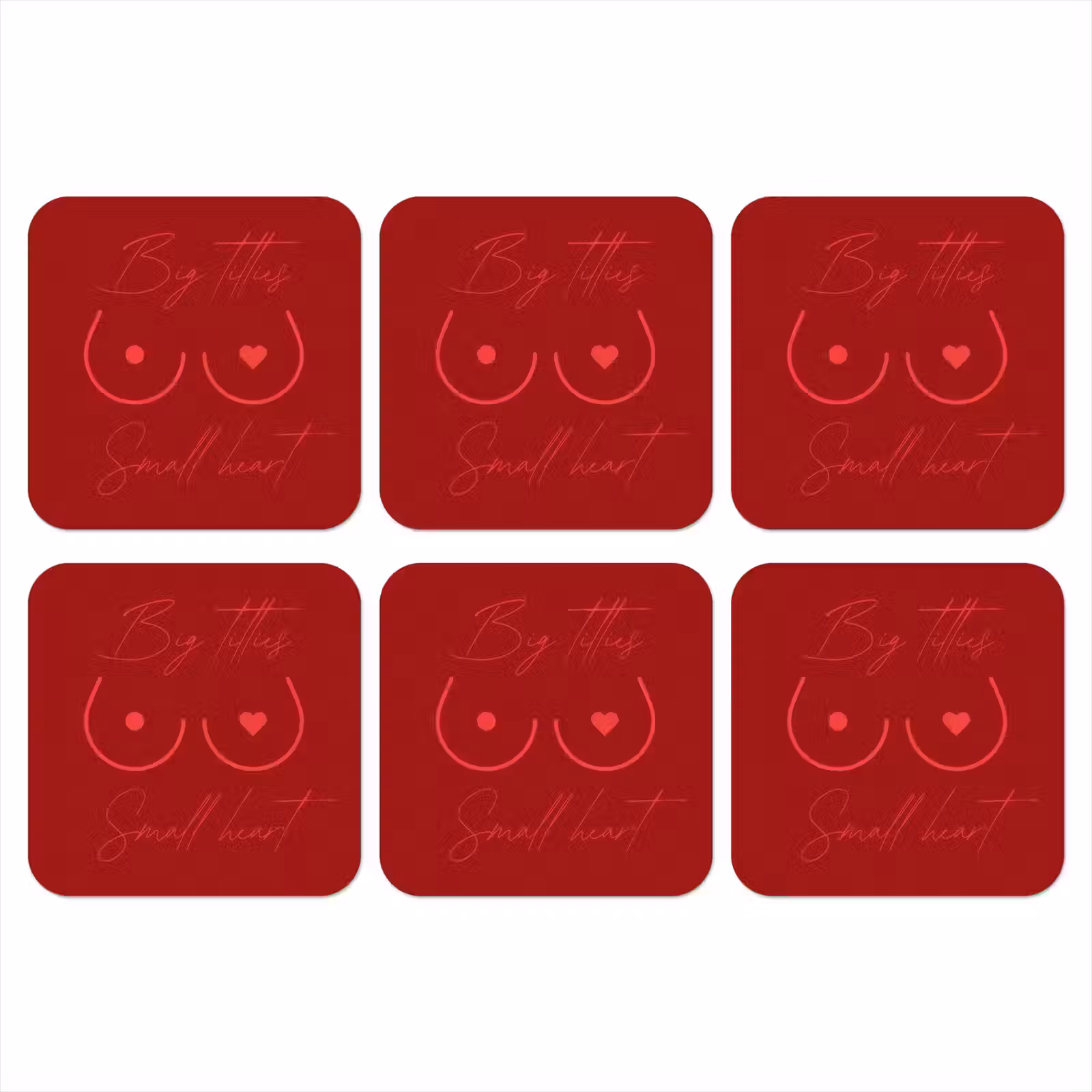 Onderzetter - Big titties small heart - Rood - Hart — 1