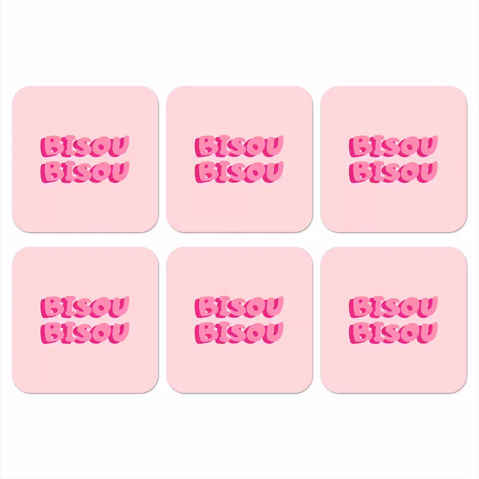 Onderzetter - Bisou - Roze - Dikke letters — 1