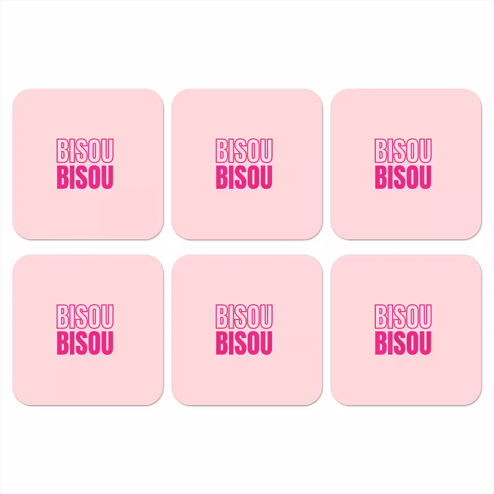 Onderzetter - Bisou - Roze - Minimalistisch — 1