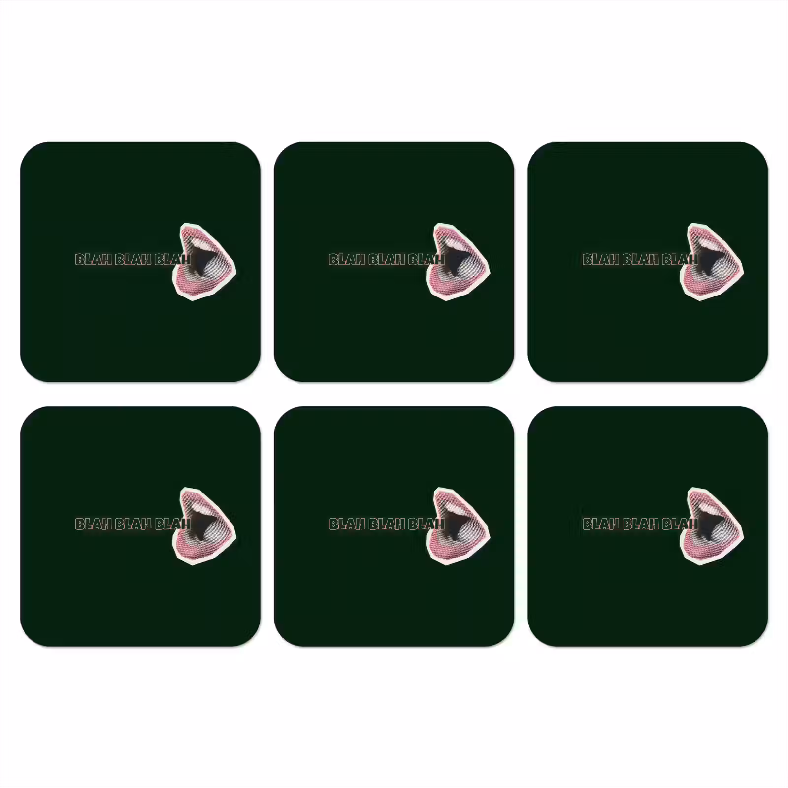 Onderzetter - BLAH BLAH BLAH - Mond - Groen — 1