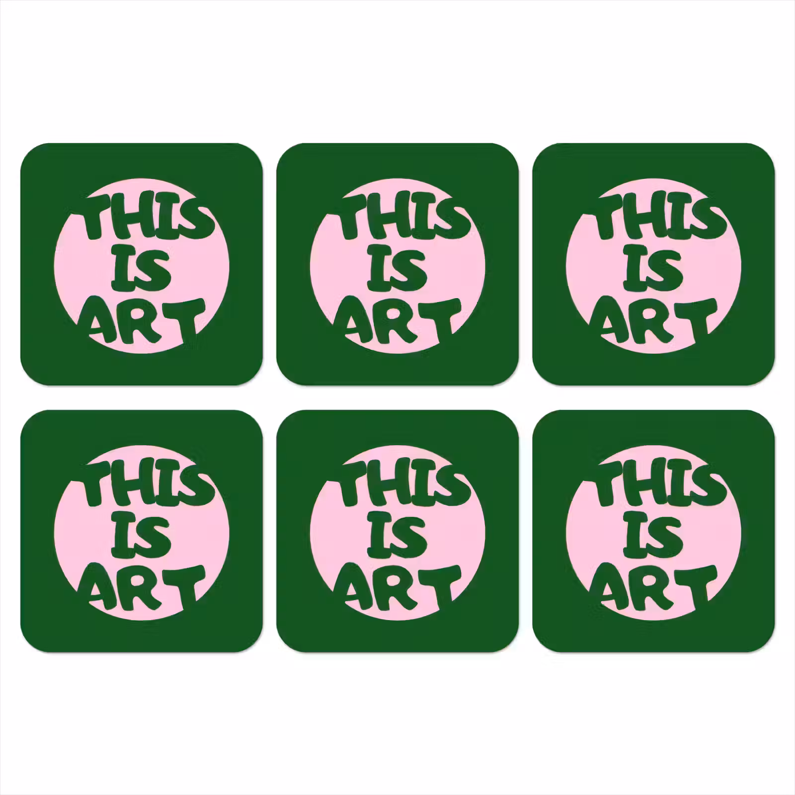 Onderzetter - Cirkel - Roze - Tekst - Art — 1