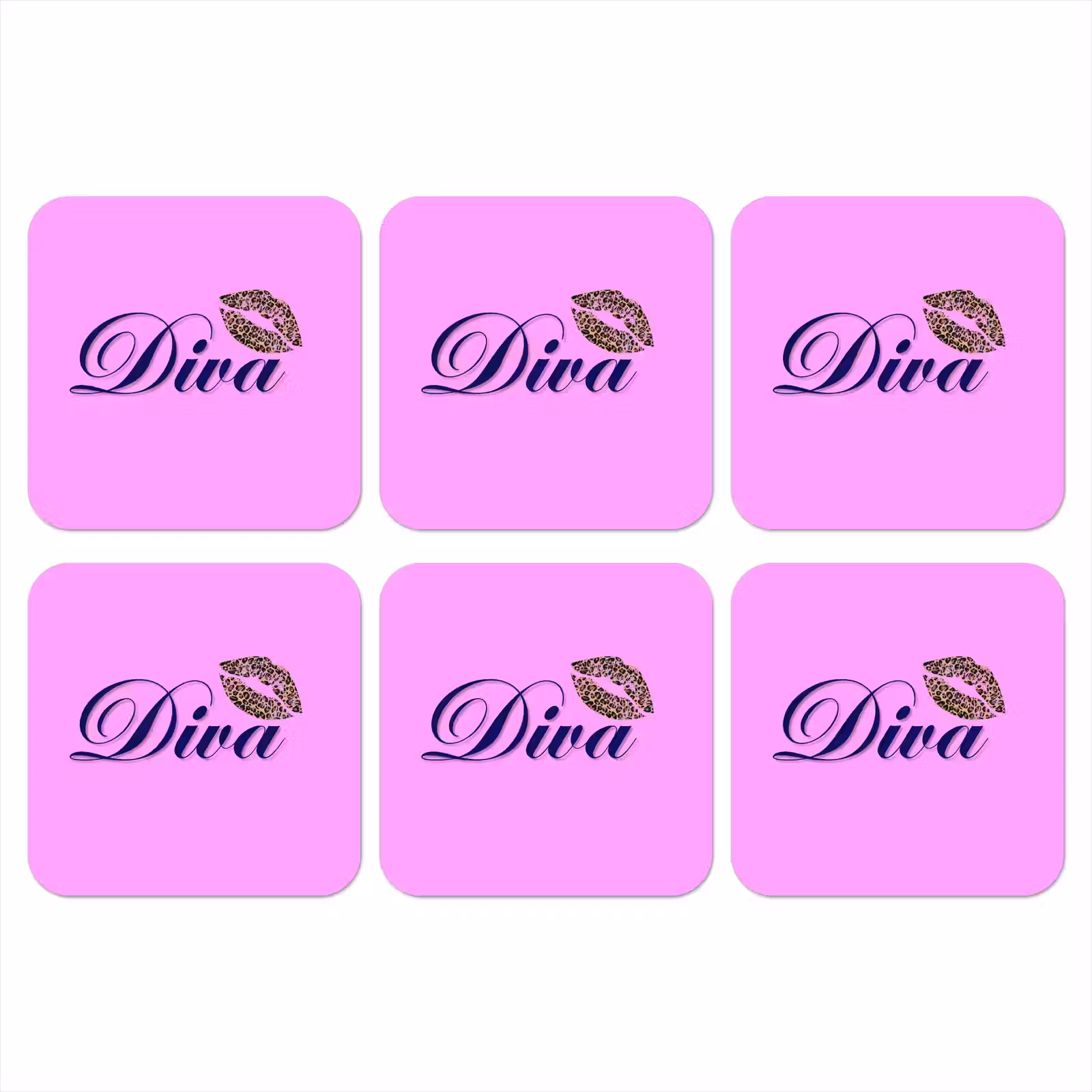 Onderzetter - Diva - Lip - Panterprint - Roze — 1