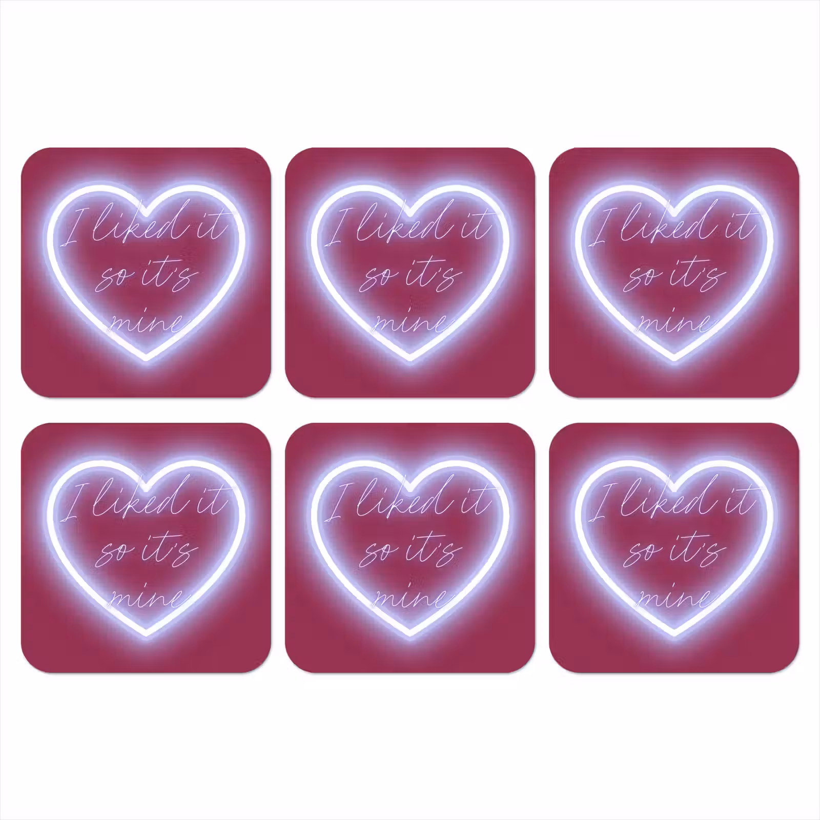 Onderzetter - I liked it so it's mine - Neon hart - Roze — 1