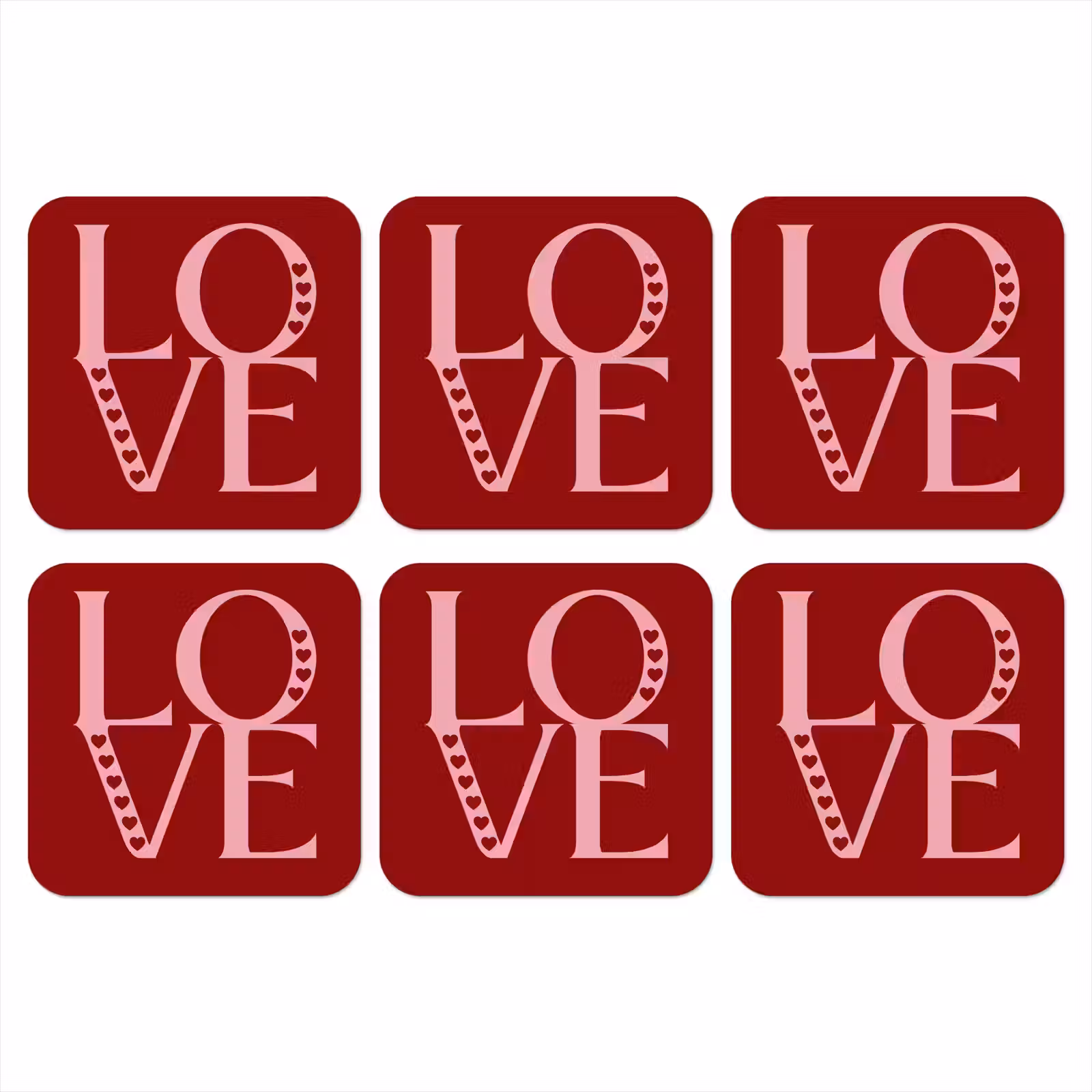 Onderzetter - Love - Rood - Hatjes — 1