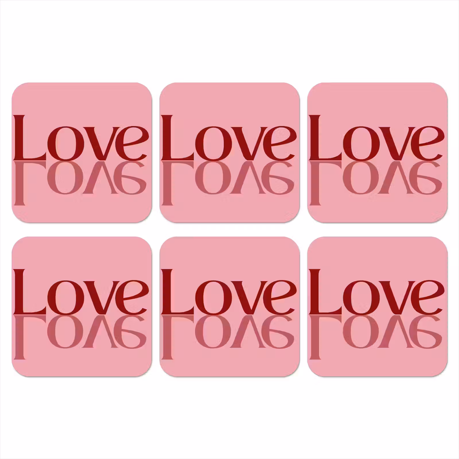 Onderzetter - Love - Roze - Spiegeling — 1