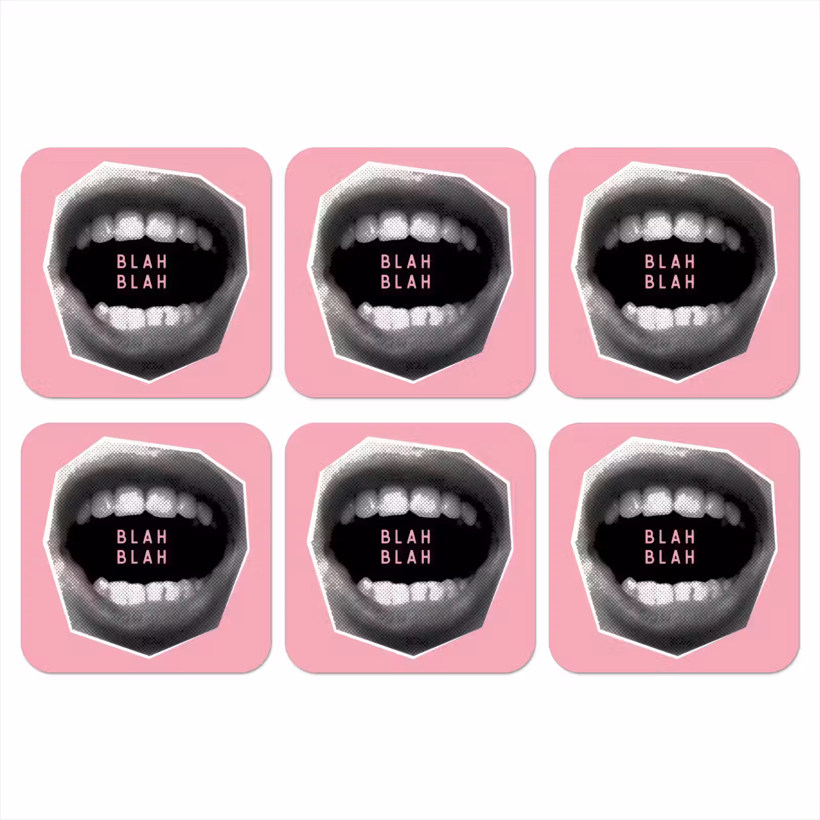 Onderzetter - Mond - BLAH BLAH - Roze — 1