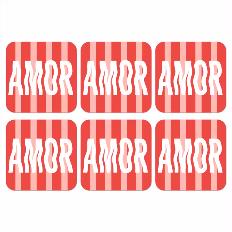 Onderzetter - Amor - Strepen - Rood - Roze — 1