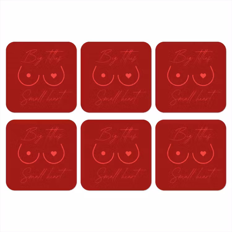 Onderzetter - Big titties small heart - Rood - Hart — 1