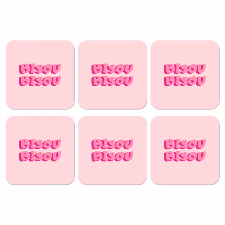 Onderzetter - Bisou - Roze - Dikke letters — 1
