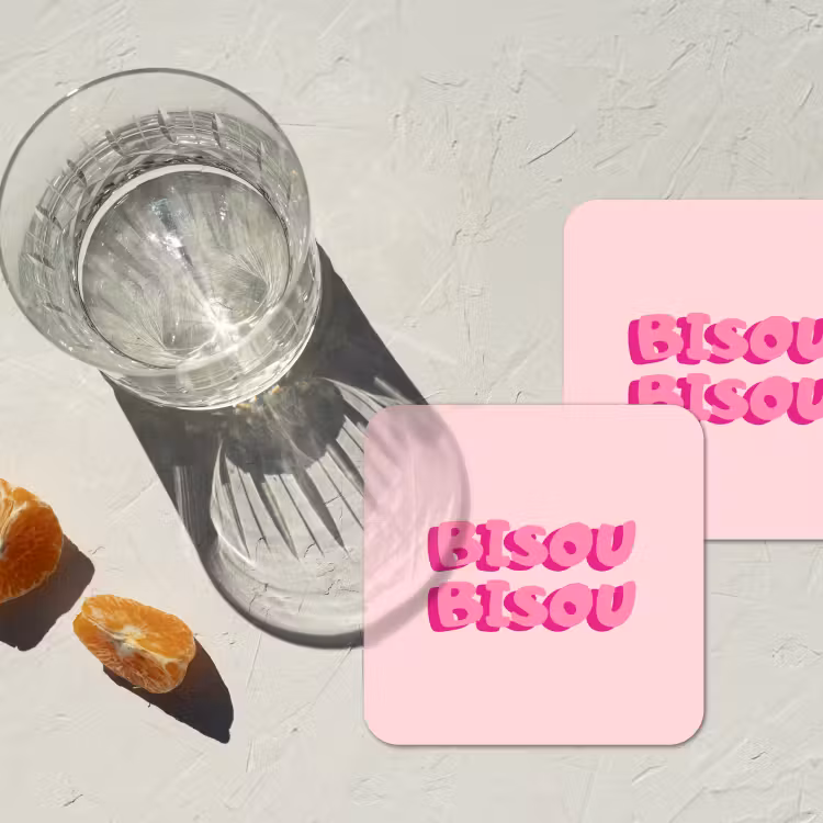 Onderzetter - Bisou - Roze - Dikke letters — 3