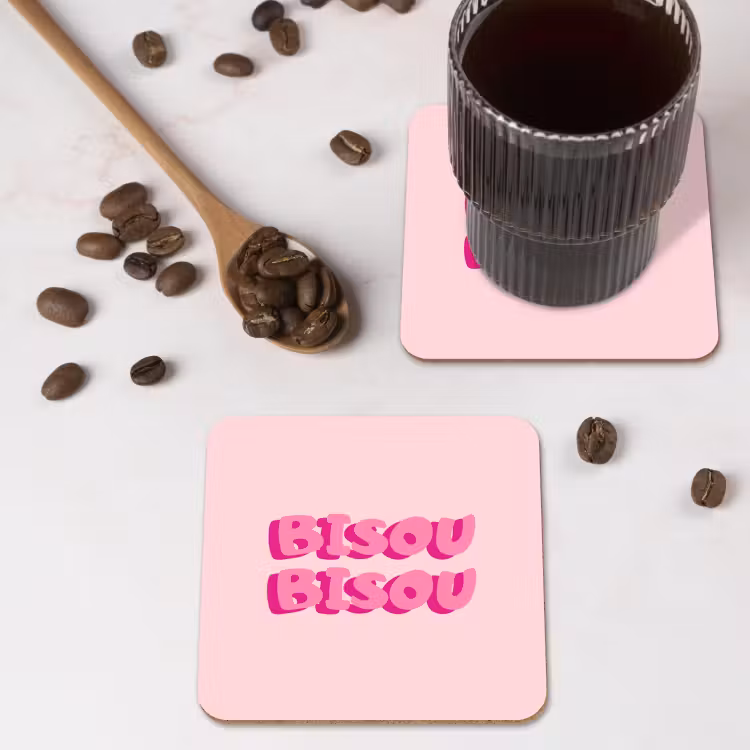 Onderzetter - Bisou - Roze - Dikke letters — 4