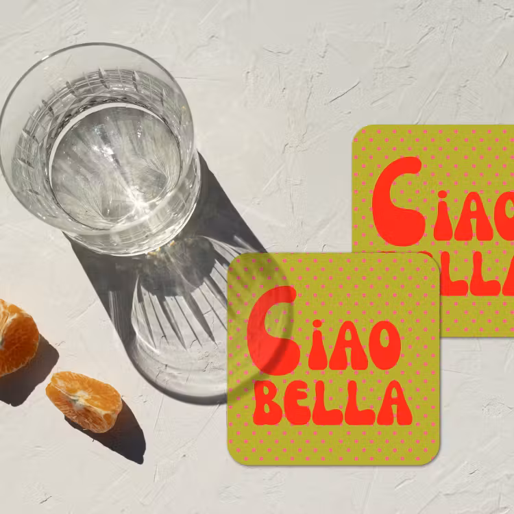 Onderzetter - Ciao bella - Rood - Groen - Stippen — 3